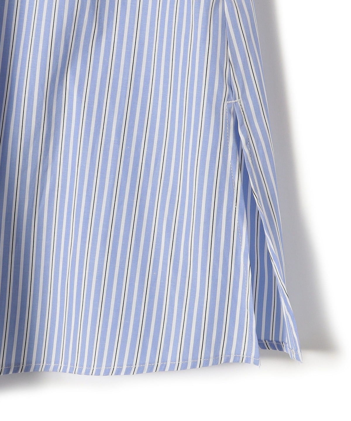 〈手洗い可能〉ブロード ストライプ キャンディ スリーブ ブラウス