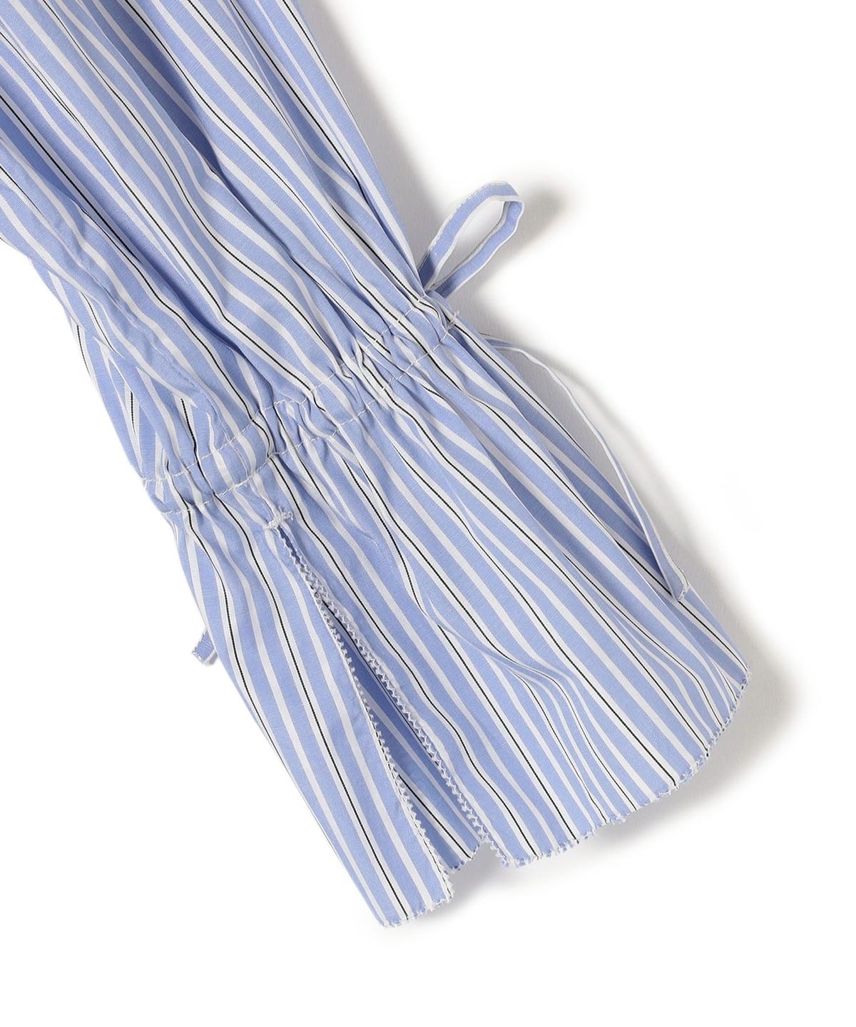 〈手洗い可能〉ブロード ストライプ キャンディ スリーブ ブラウス