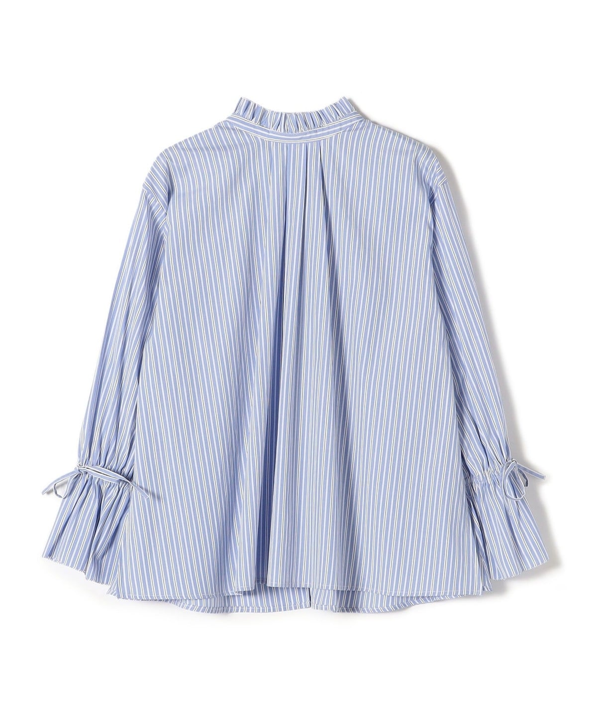 〈手洗い可能〉ブロード ストライプ キャンディ スリーブ ブラウス