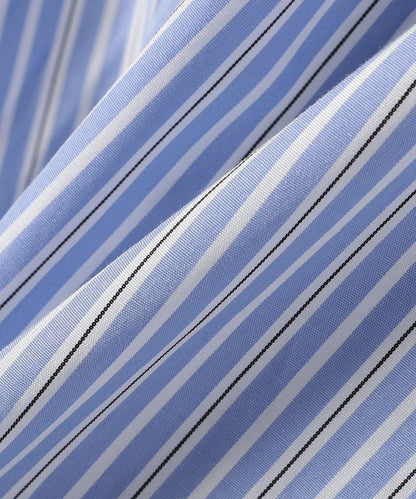 〈手洗い可能〉ブロード ストライプ キャンディ スリーブ ブラウス