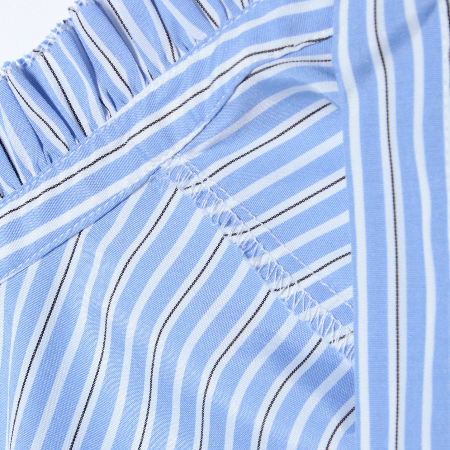 〈手洗い可能〉ブロード ストライプ キャンディ スリーブ ブラウス