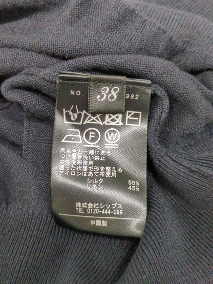 SHIPS Primary Navy Label:〈手洗い可能〉シルク リネン クルーネック カーディガン