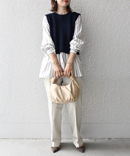 〈手洗い可能〉ベスト×ブラウス ロングスリーブプルオーバー