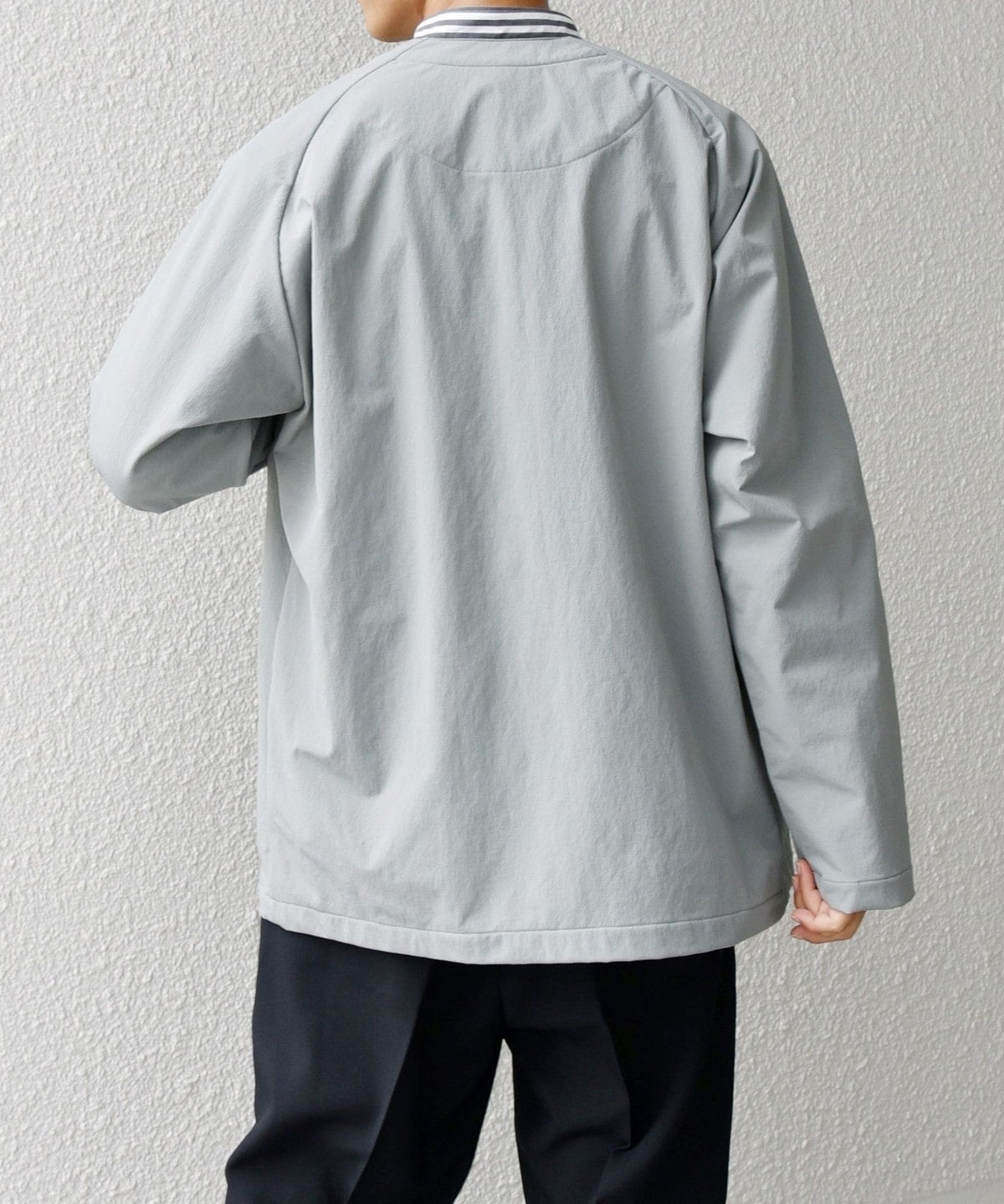 SHIPS any: 〈洗濯機可能〉ストレッチ ナイロン ノーカラー リラックス ジャケット