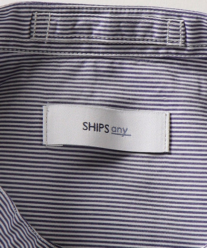 SHIPS any: バンドカラーシャツ ロングスリーブ