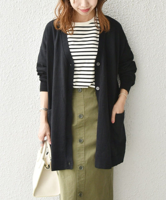 SHIPS any: カシミヤ ミックス ポケット Vネック ニット カーディガン