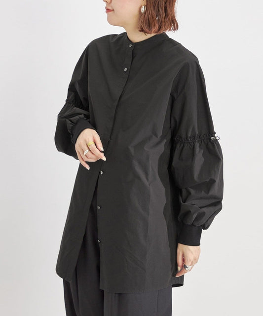 〈手洗い可能〉Wai+: スムース ポプリン デザイン スリーブ シャツ