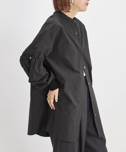 〈手洗い可能〉Wai+: スムース ポプリン デザイン スリーブ シャツ