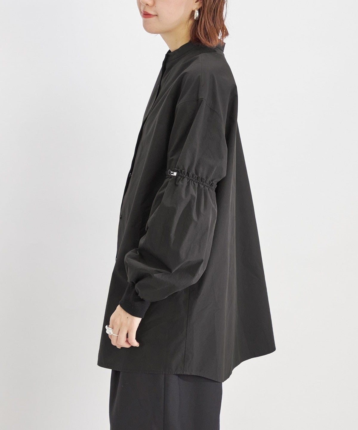 〈手洗い可能〉Wai+: スムース ポプリン デザイン スリーブ シャツ