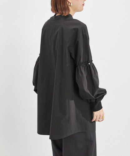 〈手洗い可能〉Wai+: スムース ポプリン デザイン スリーブ シャツ