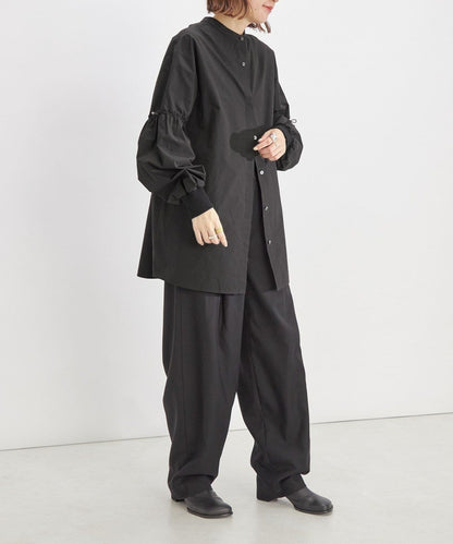 〈手洗い可能〉Wai+: スムース ポプリン デザイン スリーブ シャツ