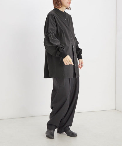 〈手洗い可能〉Wai+: スムース ポプリン デザイン スリーブ シャツ