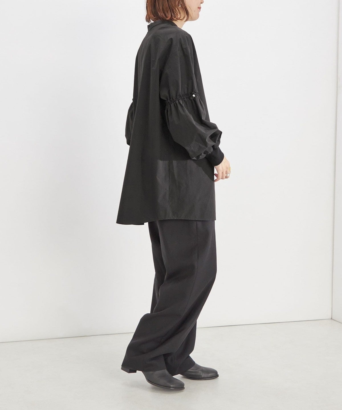 〈手洗い可能〉Wai+: スムース ポプリン デザイン スリーブ シャツ