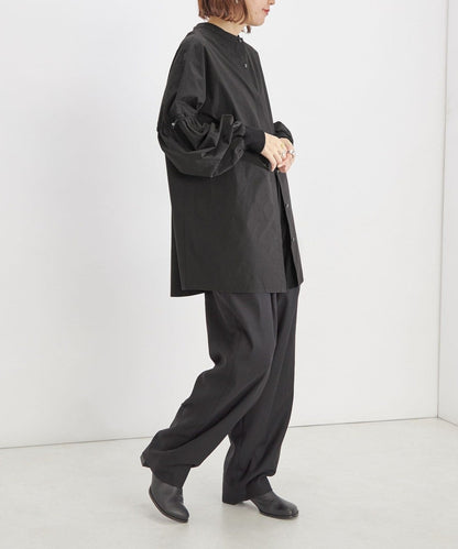 〈手洗い可能〉Wai+: スムース ポプリン デザイン スリーブ シャツ