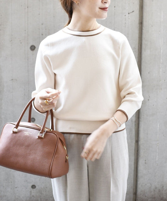 〈手洗い可能〉アイスコットンオーガニッククルーネックプルオーバー