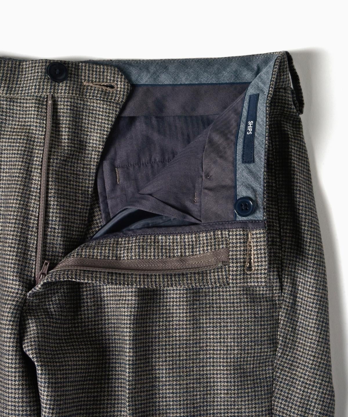 SHIPS: ウォッシャブル ウール ストレッチ ノープリーツ パンツ(チェック)