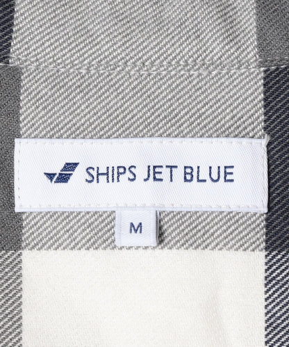 SHIPS JET BLUE: チェックボタンダウンネルシャツ
