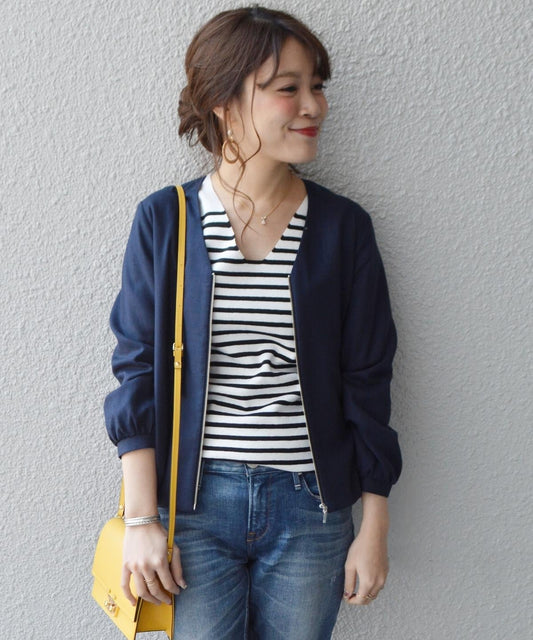 〈手洗い可能〉Vネックブルゾン