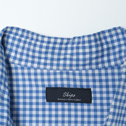 SHIPS Primary Navy Label:〈手洗い可能〉ギンガム チェック ボタンダウン ワンピース