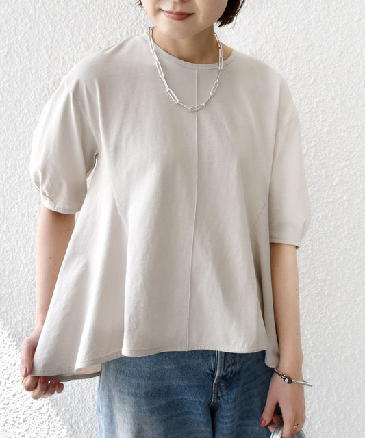 【WEB限定】 〈洗濯機可能〉へムフレア 5分袖 カットソー