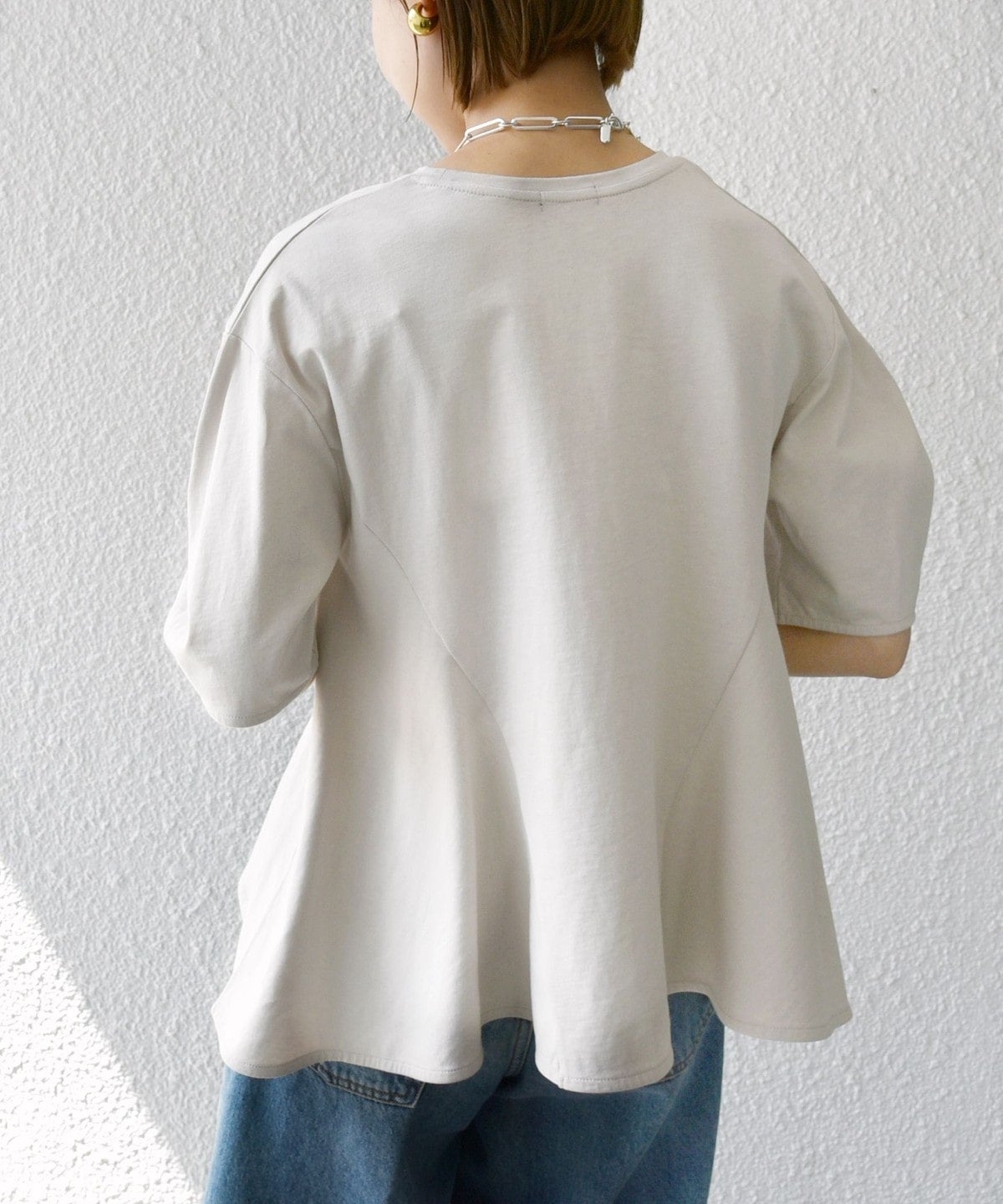 【WEB限定】 〈洗濯機可能〉へムフレア 5分袖 カットソー