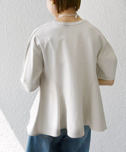 【WEB限定】 〈洗濯機可能〉へムフレア 5分袖 カットソー