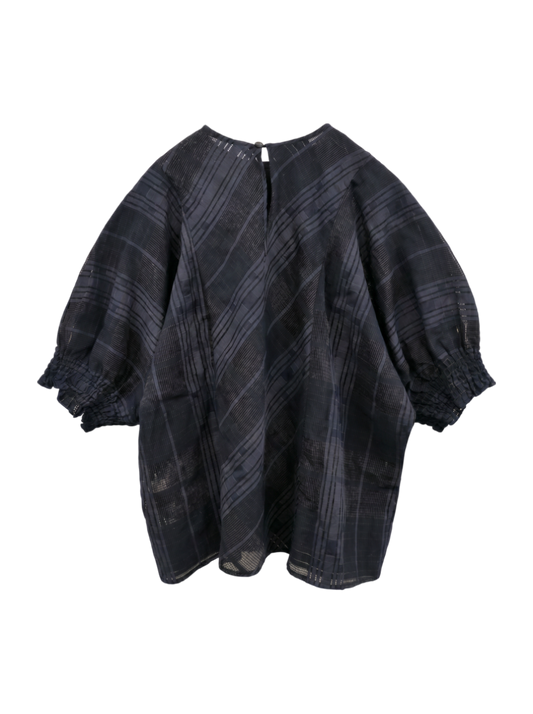 H:SHEER CHK PUFF DOLMAN