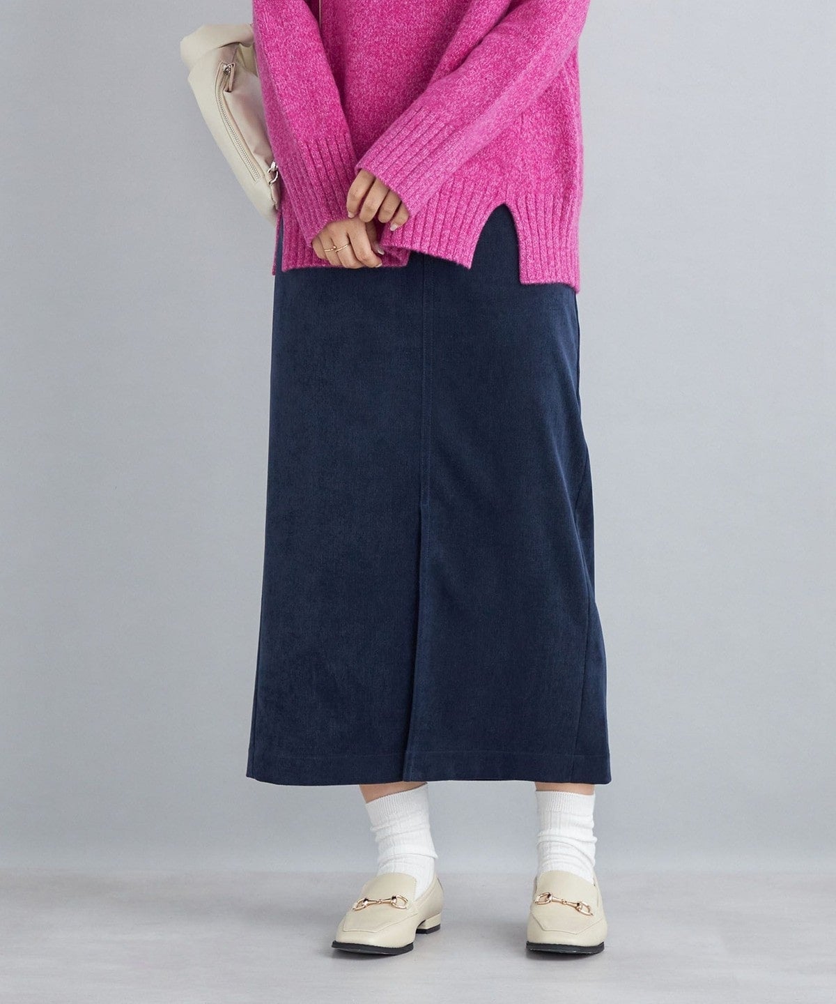 〈手洗い可能〉ストレッチ 細畝 コーデュロイ タイトスカート