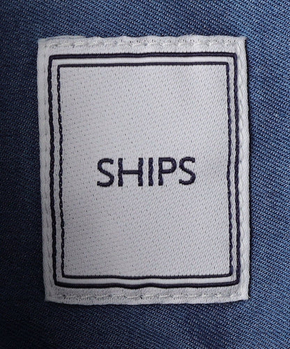 SHIPS:<ストレッチ性>ウォッシュド インディゴ ストレッチ 無地 シャツ
