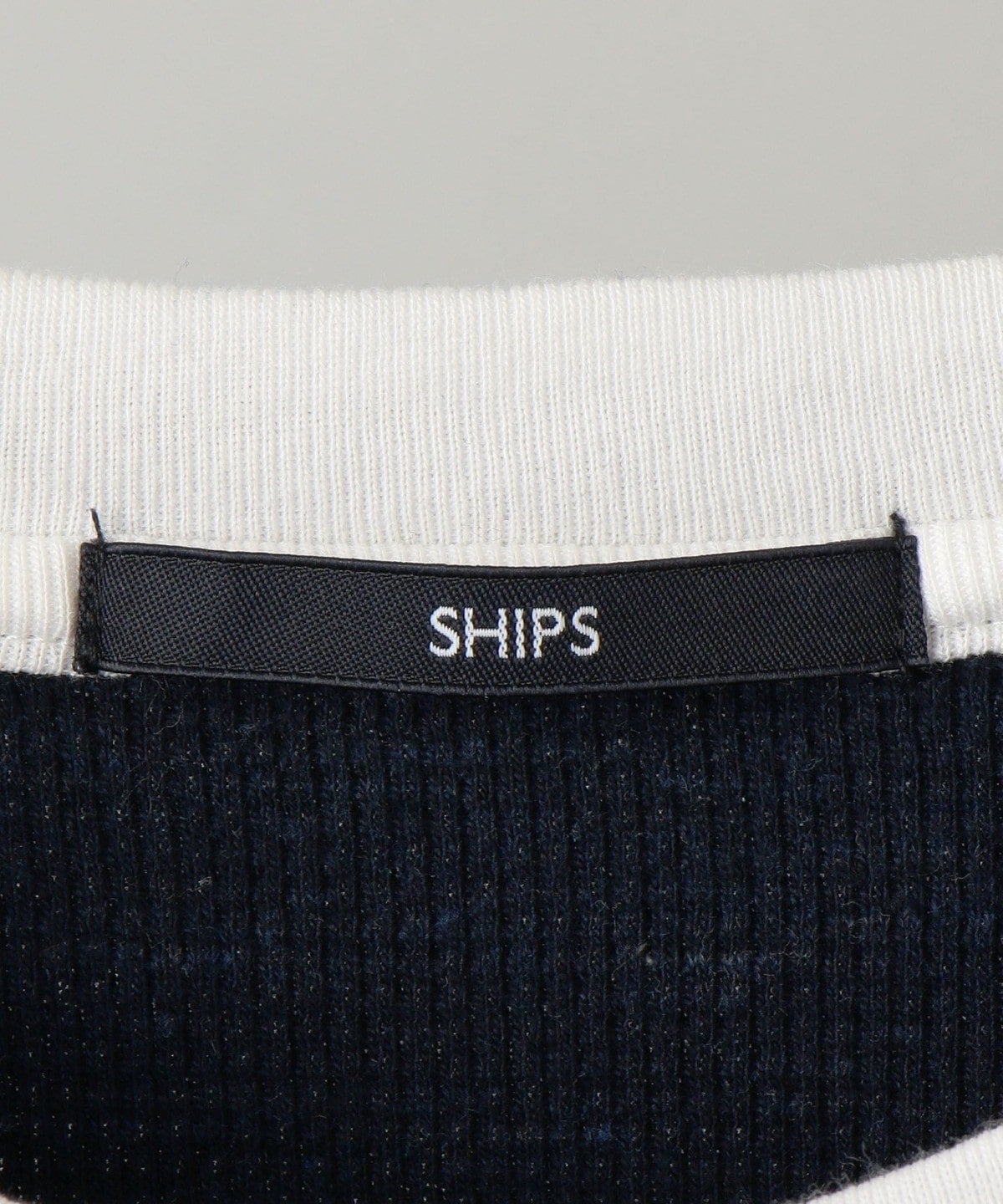 SHIPS: メランジ ワッフル フェイクレイヤード クルーネック ロングスリーブ Tシャツ (ロンT)