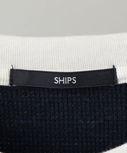 SHIPS: メランジ ワッフル フェイクレイヤード クルーネック ロングスリーブ Tシャツ (ロンT)