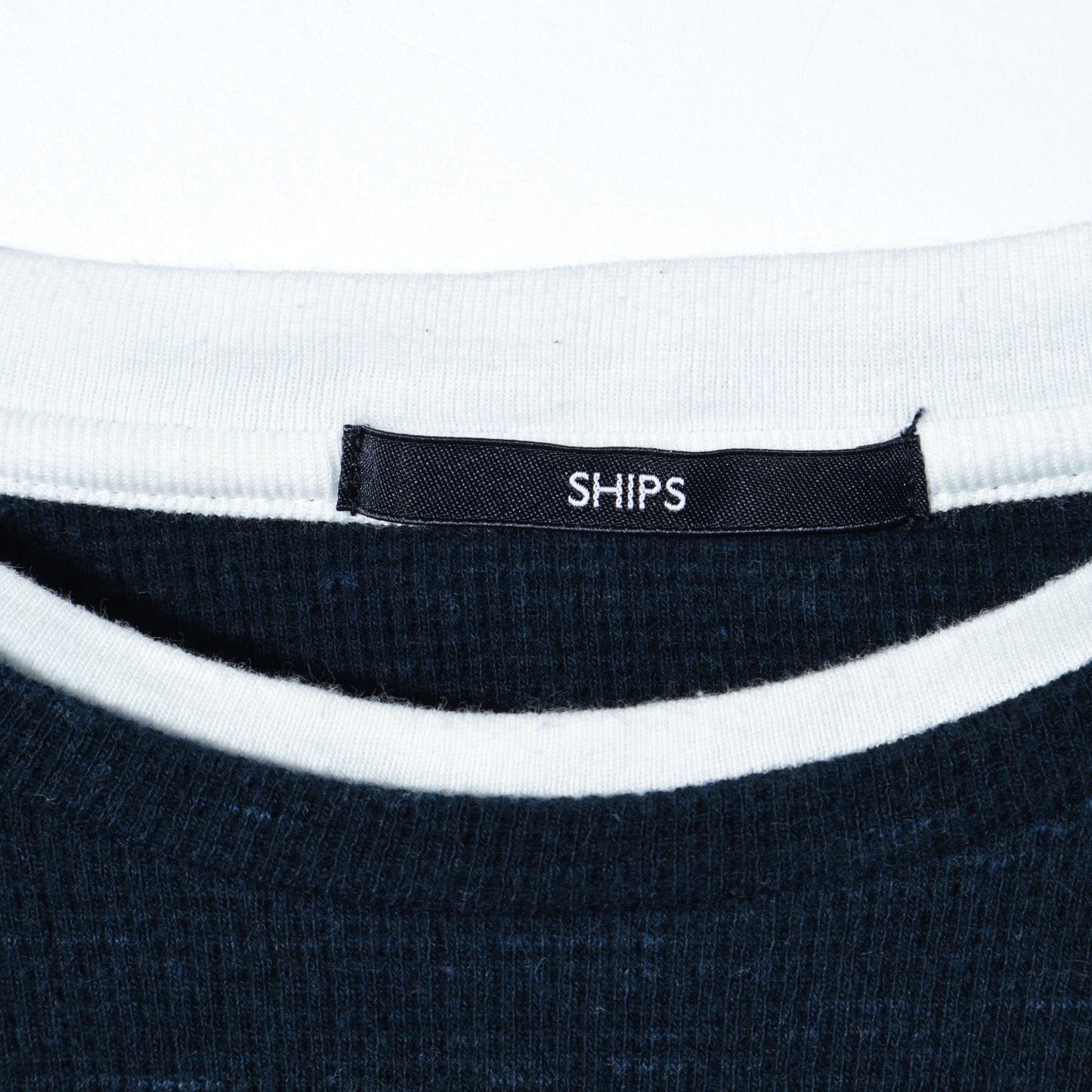SHIPS: メランジ ワッフル フェイクレイヤード クルーネック ロングスリーブ Tシャツ (ロンT)