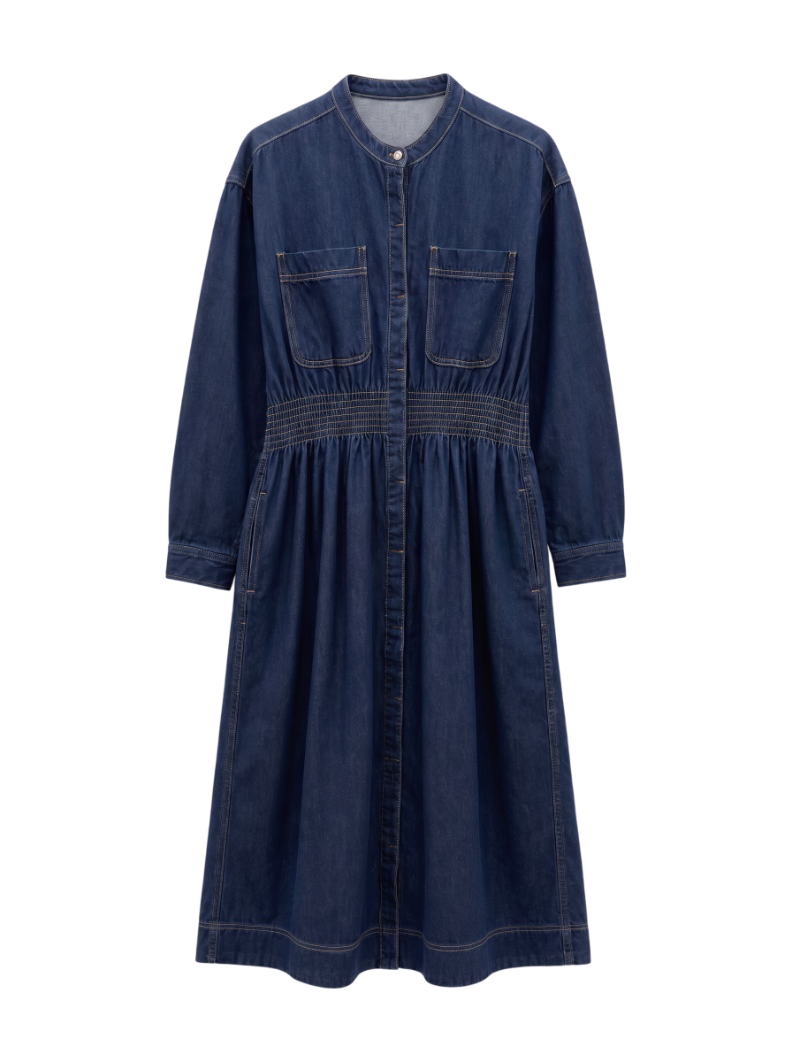 SHIPS any: シャーリング デニム ポケット ワンピース ［SHIPS any DENIM］
