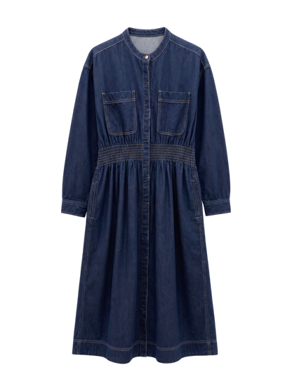 SHIPS any: シャーリング デニム ポケット ワンピース ［SHIPS any DENIM］
