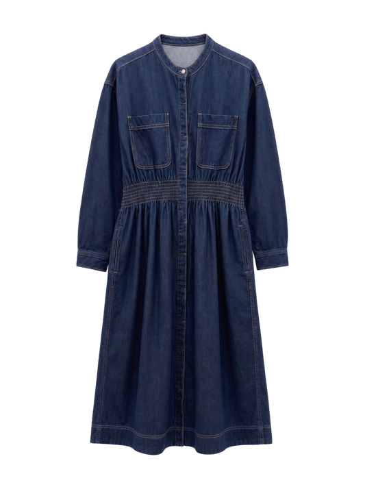 SHIPS any: シャーリング デニム ポケット ワンピース ［SHIPS any DENIM］
