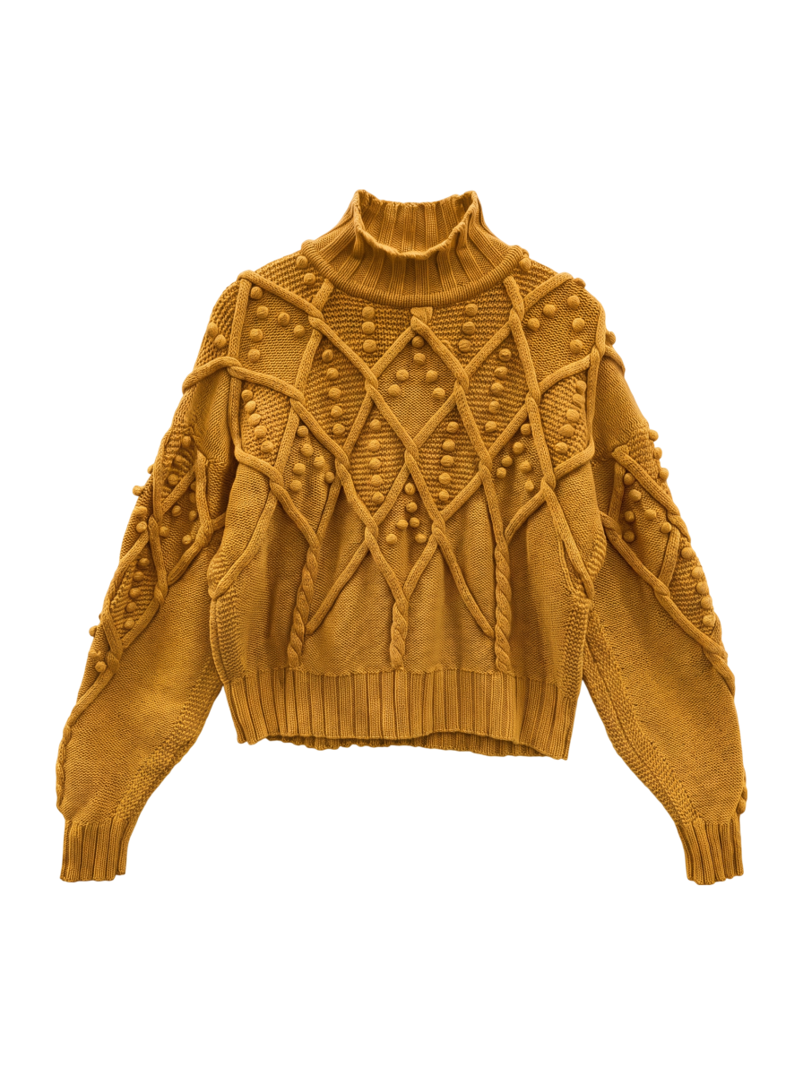 SAYAKA D:CABLE POMPOM SWEATER