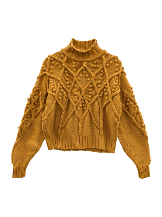 SAYAKA D:CABLE POMPOM SWEATER
