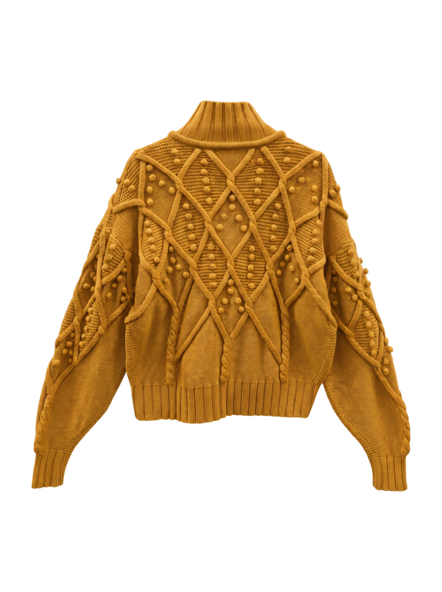 SAYAKA D:CABLE POMPOM SWEATER