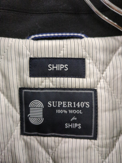 SHIPS: スーパー140'S 100%WOOL メルトン シングル ロング ピーコート