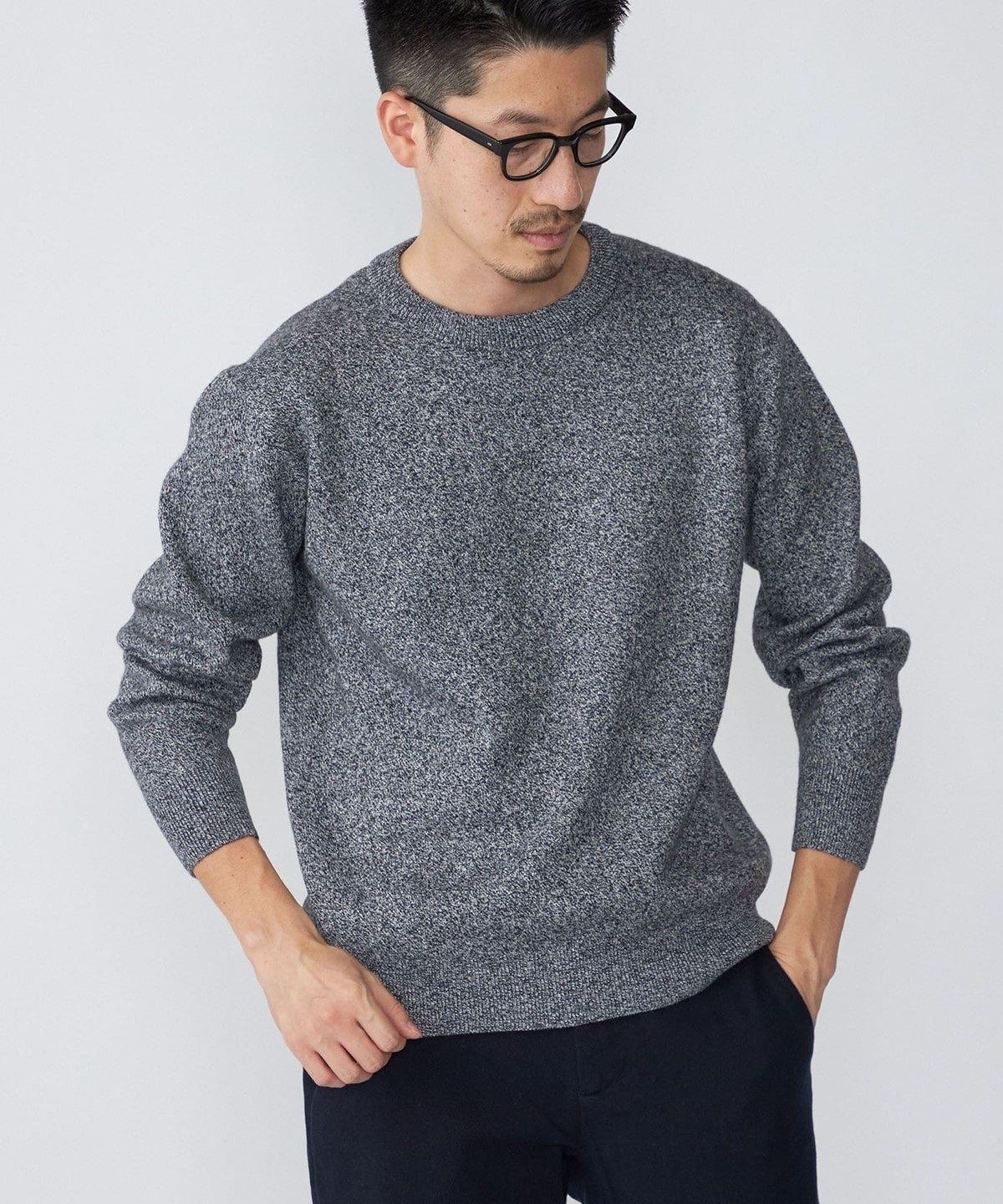SHIPS:〈手洗い可能〉コットン カシミヤ ソリッド クルーネックニット