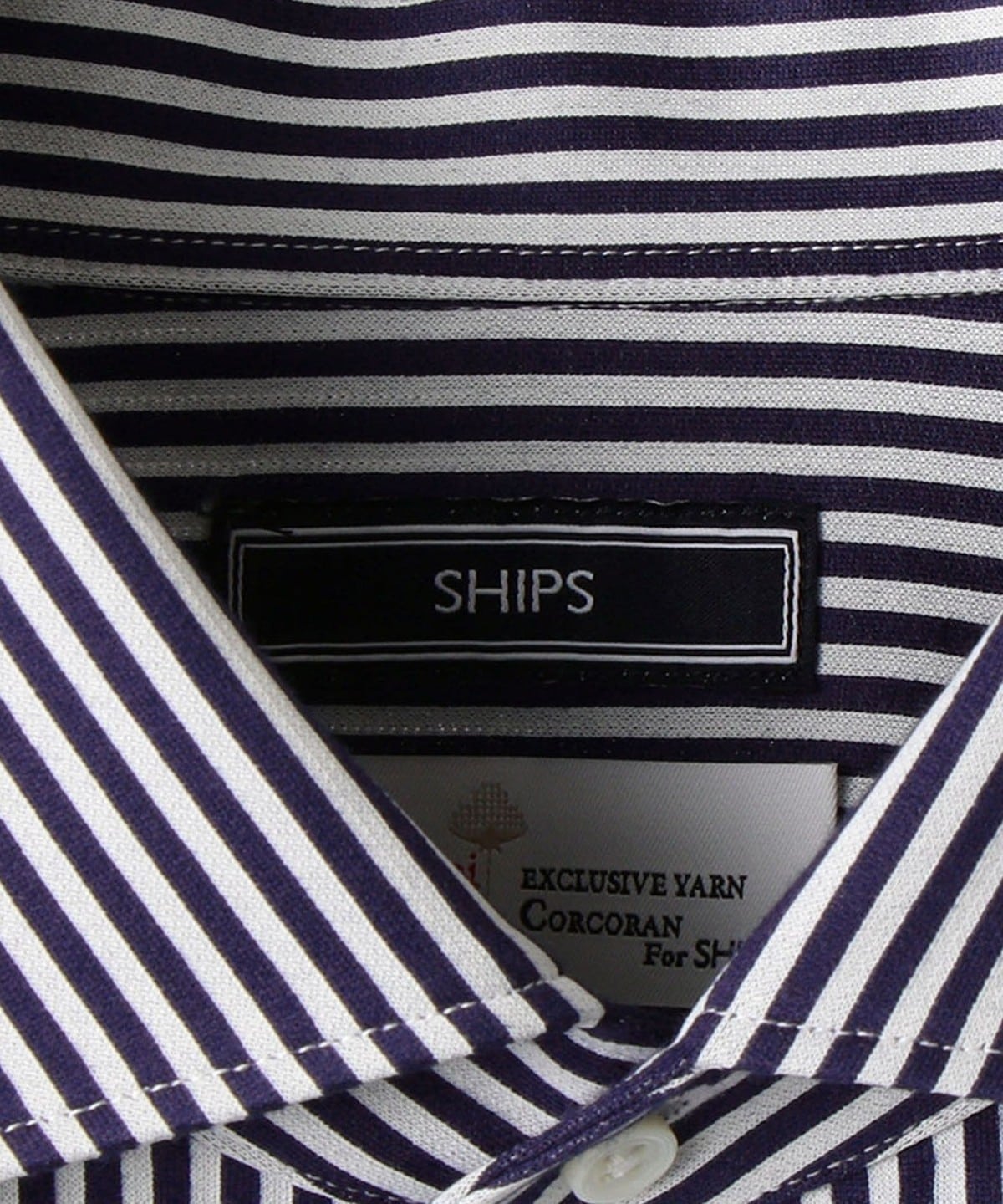 SHIPS:ALBINI ジャージー ストライプ イタリアン ワイドカラー シャツ