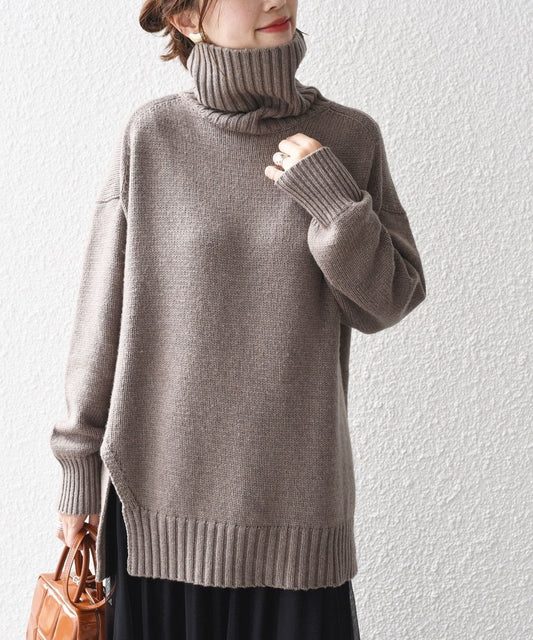 〈手洗い可能〉サイド スリット タートル プルオーバー