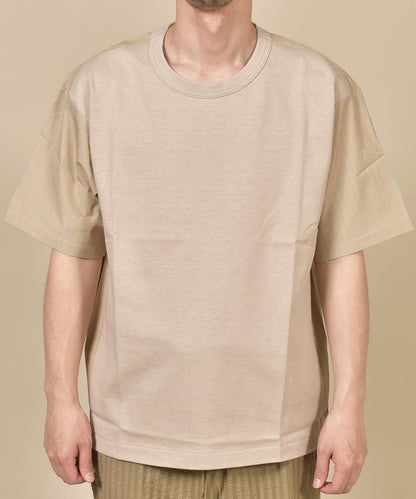 SHIPS: コットン天竺/タイプライター シャツ ドッキング Tシャツ