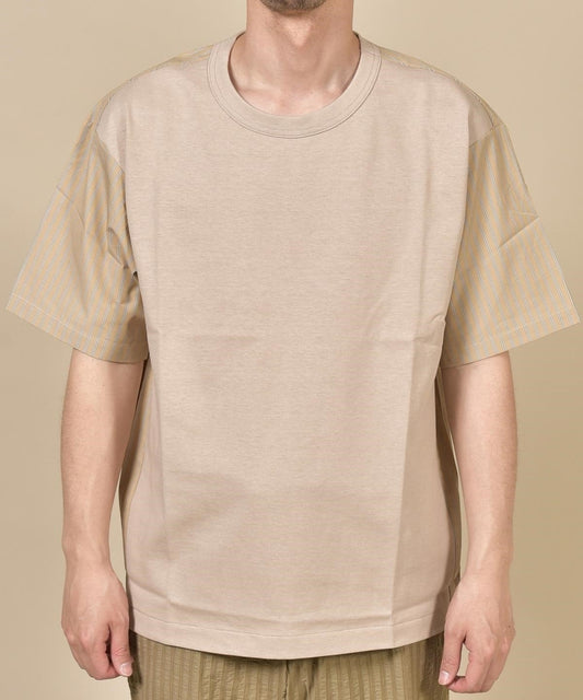 SHIPS: コットン天竺/タイプライター シャツ ドッキング Tシャツ