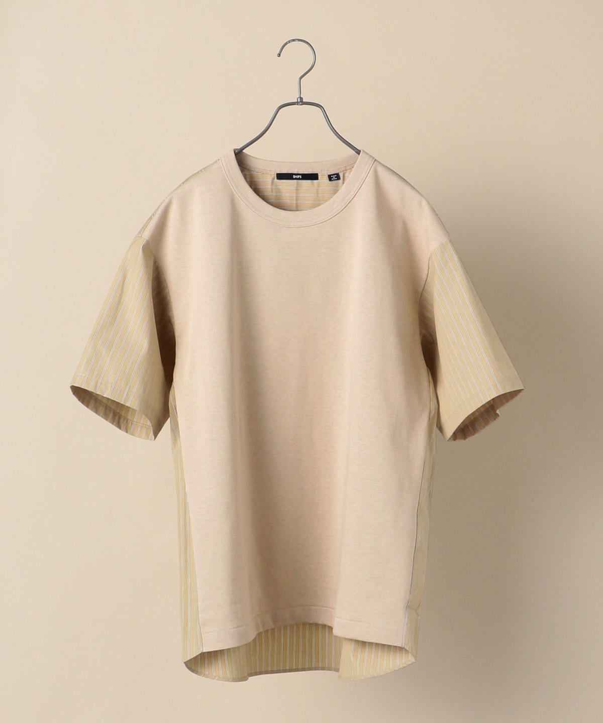 SHIPS: コットン天竺/タイプライター シャツ ドッキング Tシャツ