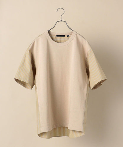 SHIPS: コットン天竺/タイプライター シャツ ドッキング Tシャツ