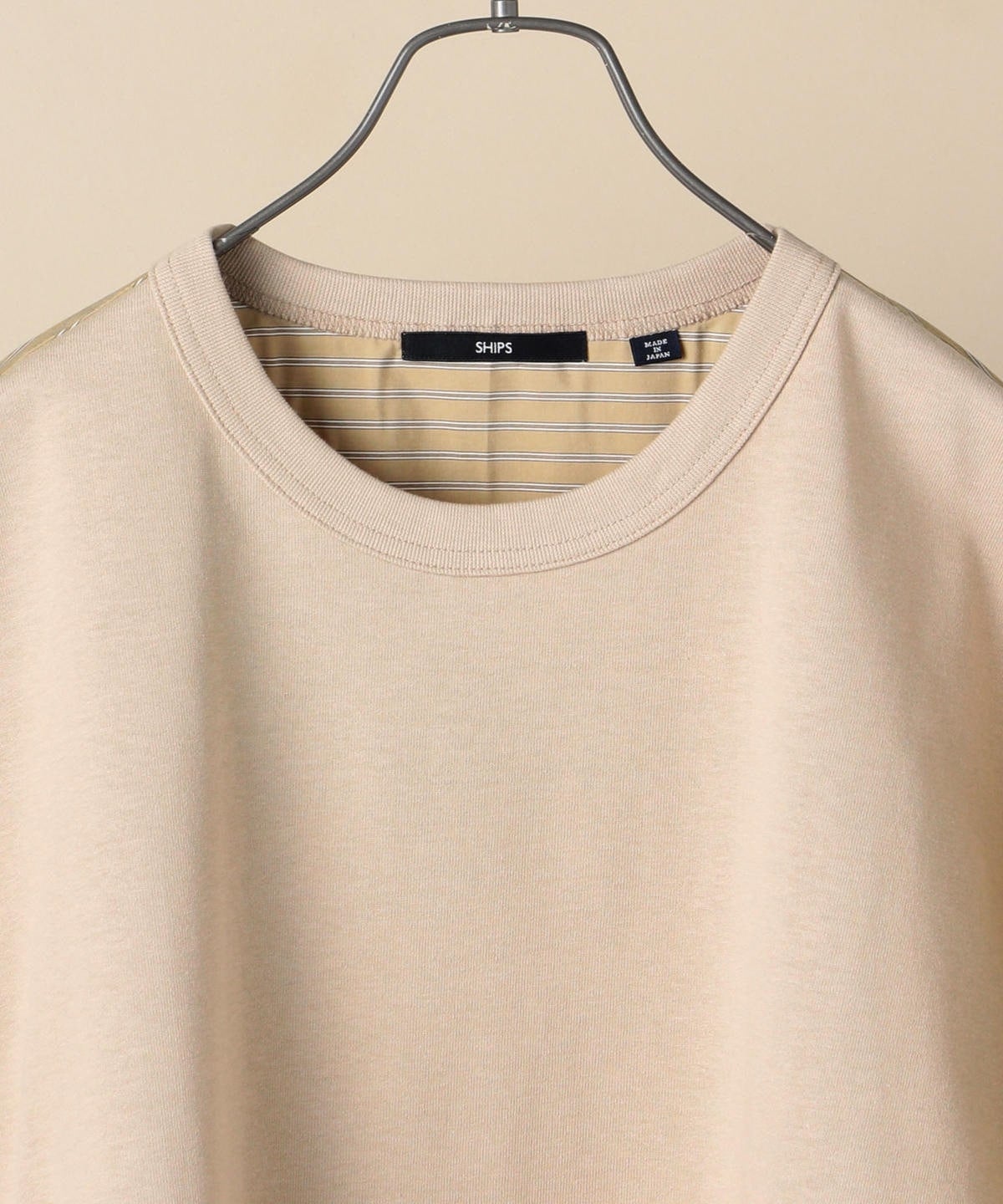 SHIPS: コットン天竺/タイプライター シャツ ドッキング Tシャツ