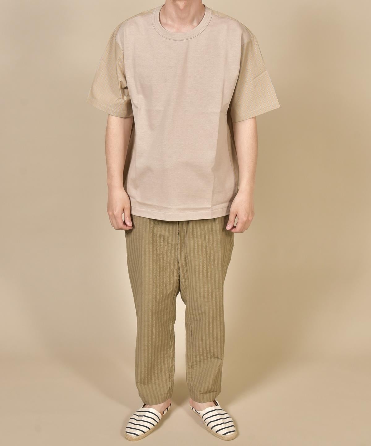 SHIPS: コットン天竺/タイプライター シャツ ドッキング Tシャツ