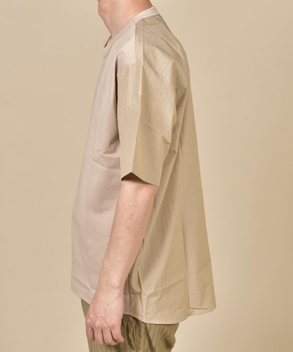 SHIPS: コットン天竺/タイプライター シャツ ドッキング Tシャツ