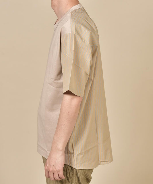 SHIPS: コットン天竺/タイプライター シャツ ドッキング Tシャツ